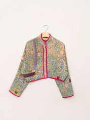The Kaira Cropped Quilted Patchwork Kantha Jacket