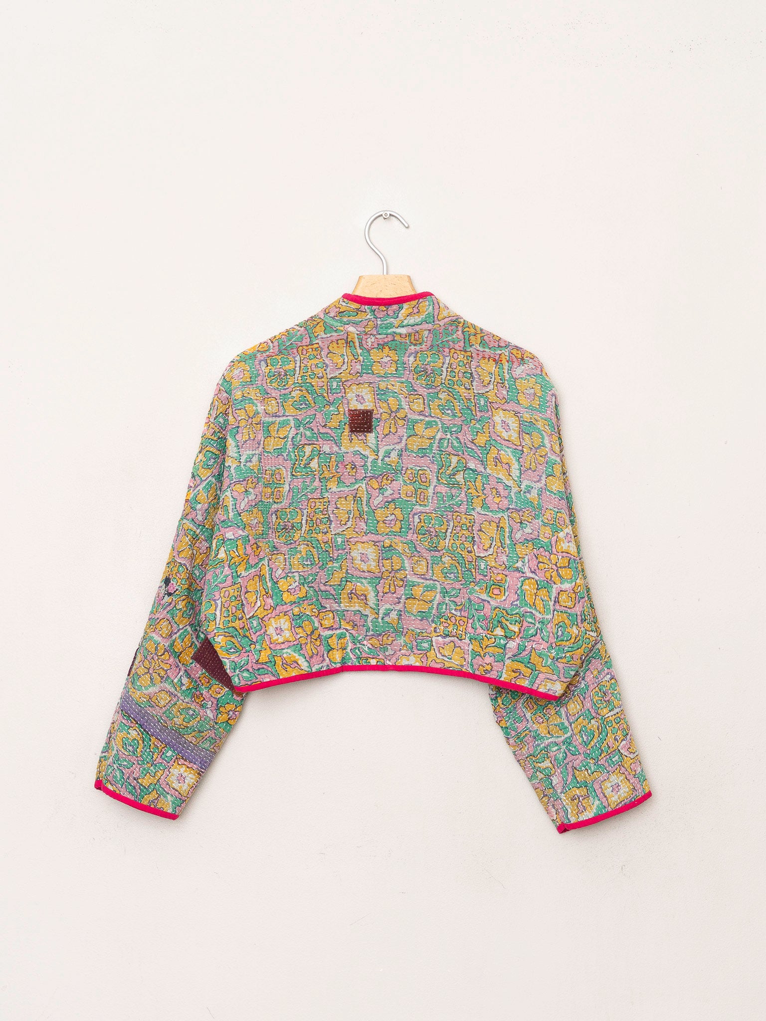 The Kaira Cropped Quilted Patchwork Kantha Jacket