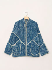 The Ladhiya Quilted Indigo Kantha Jacket