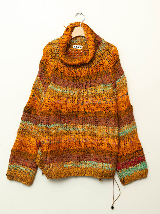 The Vishnu Recycled Silk Collar Sweater Turmeric