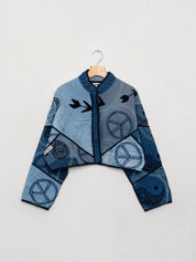 The Kaira Cropped Denim Suzani Jacket - Medium