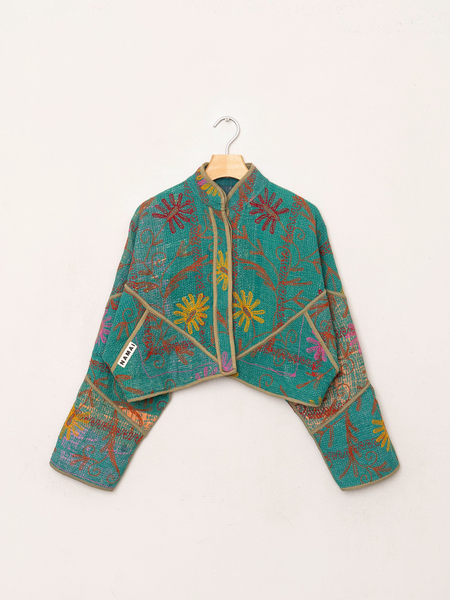 The Kaira Cropped Suzani Quilted Kantha Jacket
