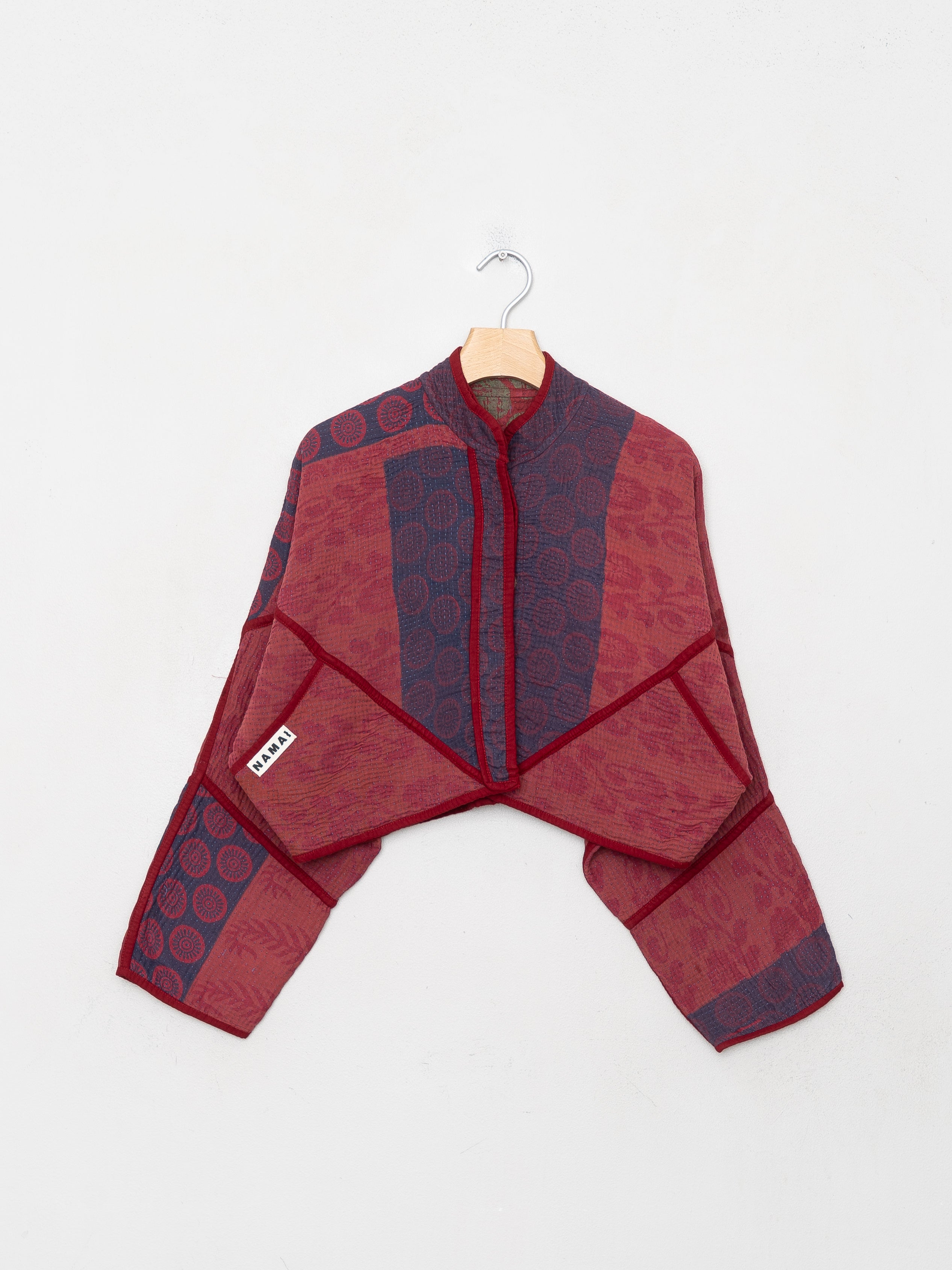 The Kaira Cropped Quilted Indigo Kantha Jacket
