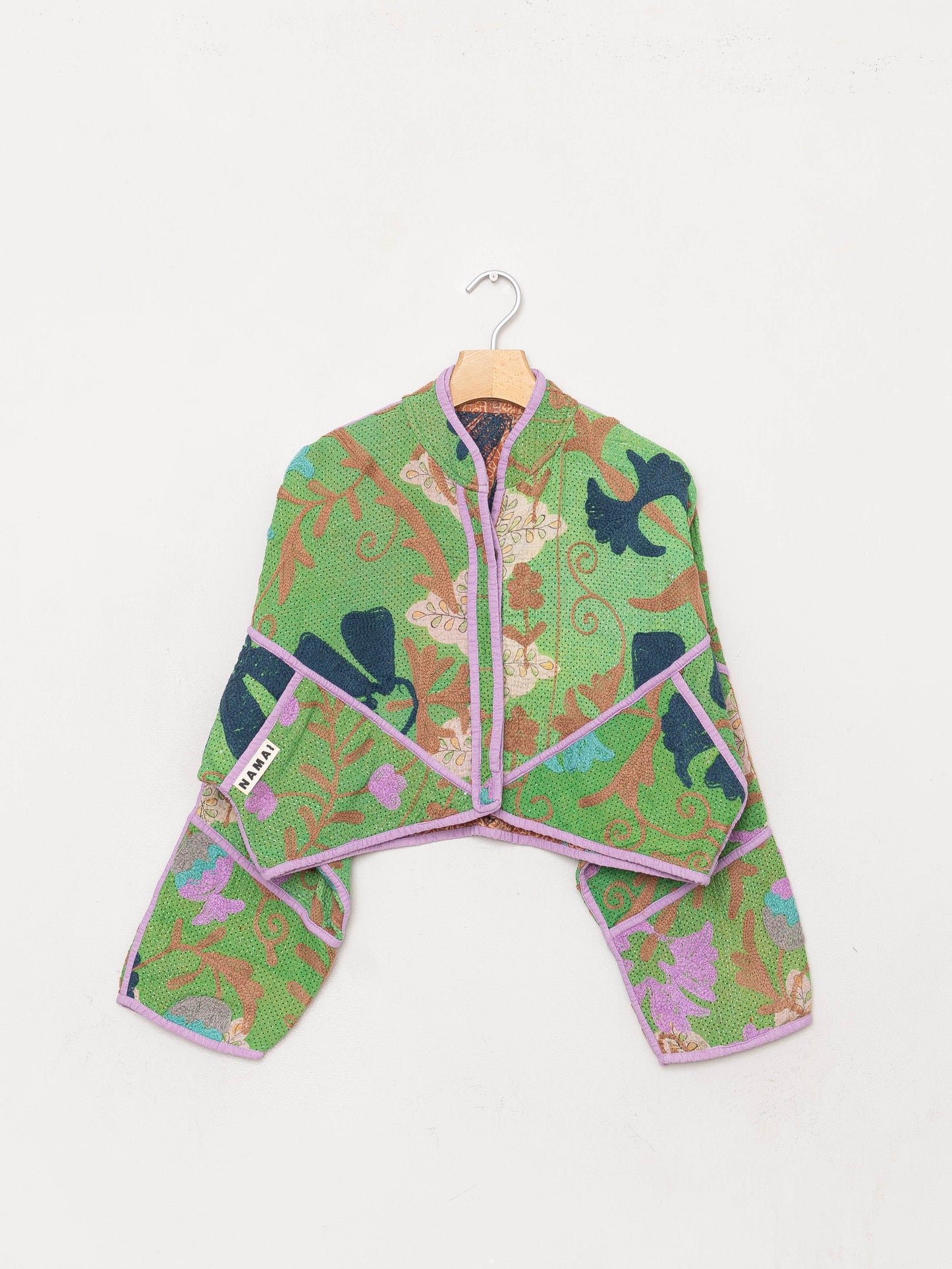 The Kaira Cropped Suzani Quilted Kantha Jacket
