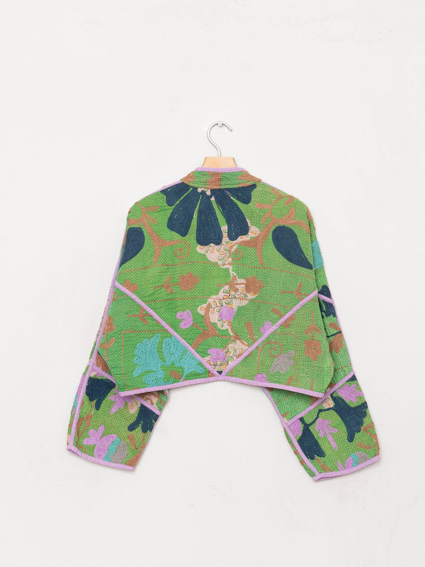 The Kaira Cropped Suzani Quilted Kantha Jacket