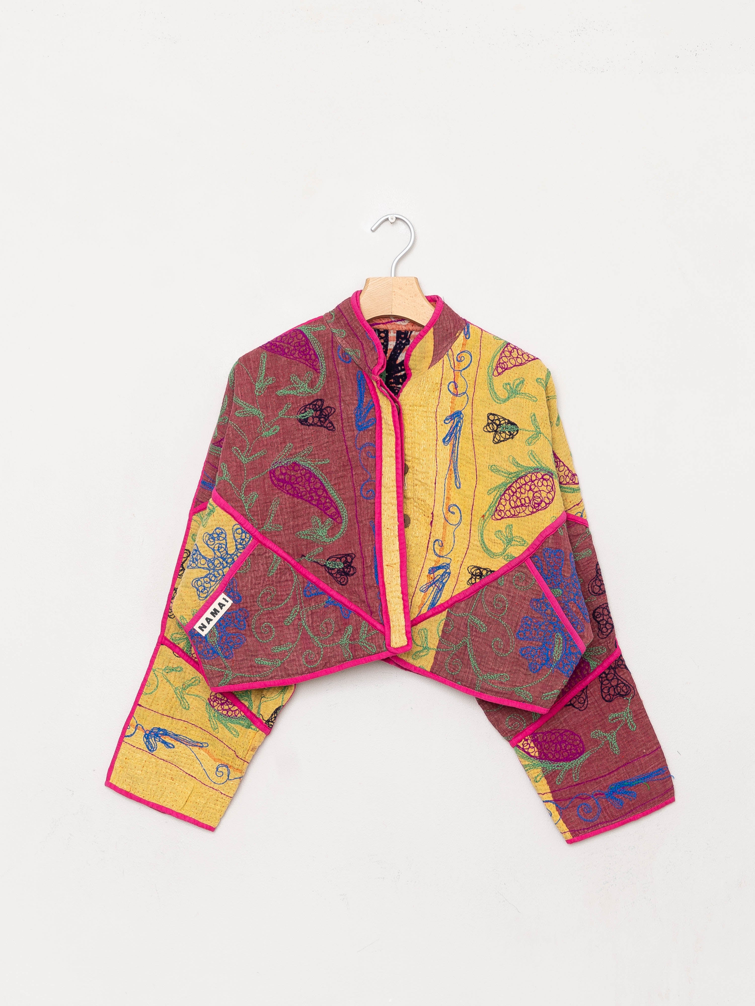 The Kaira Cropped Suzani Quilted Kantha Jacket