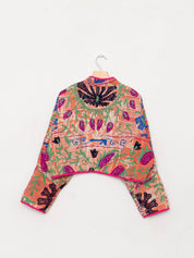 The Kaira Cropped Suzani Quilted Kantha Jacket