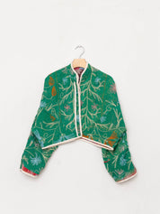The Kaira Cropped Suzani Quilted Kantha Jacket