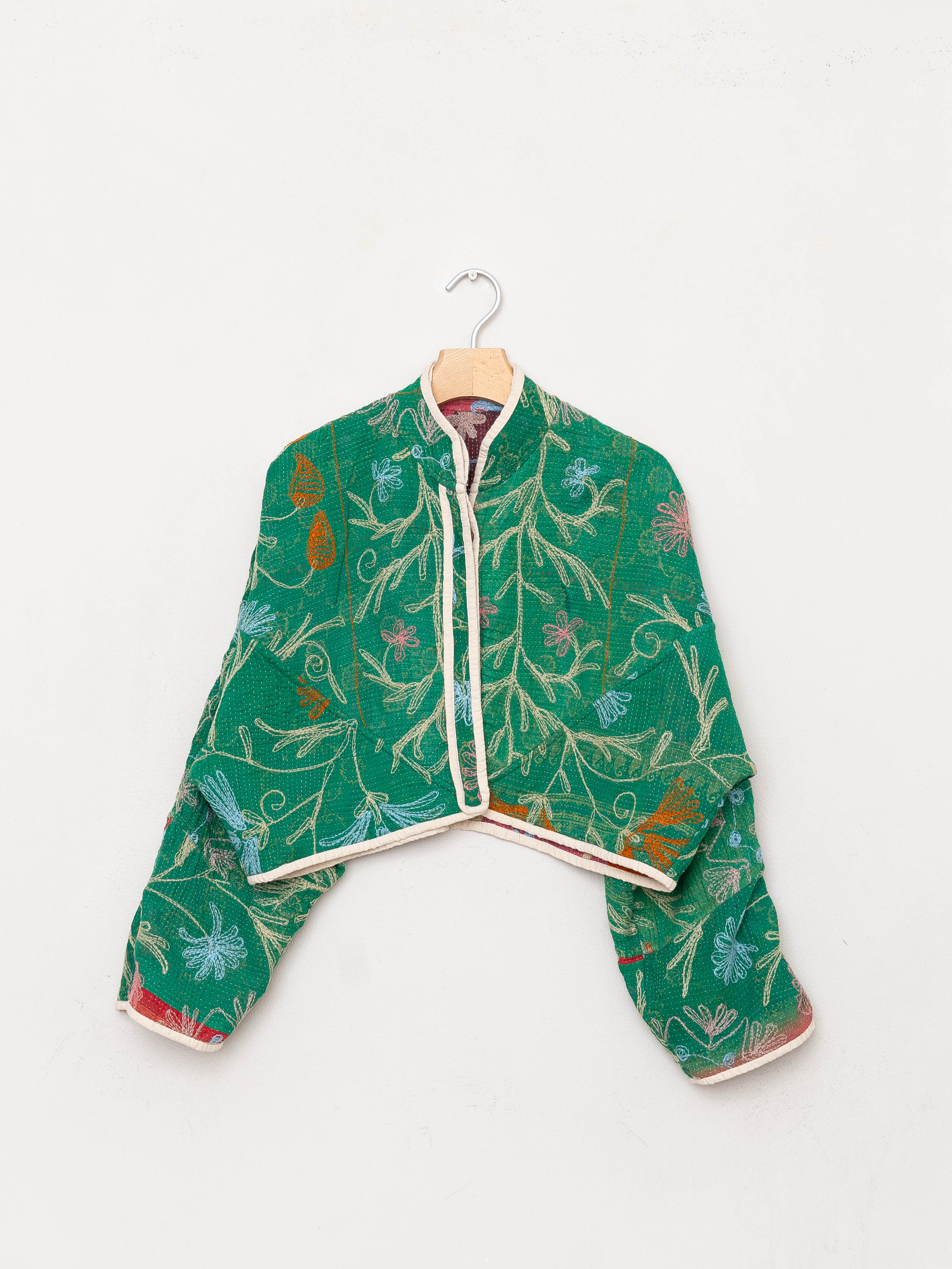 The Kaira Cropped Suzani Quilted Kantha Jacket