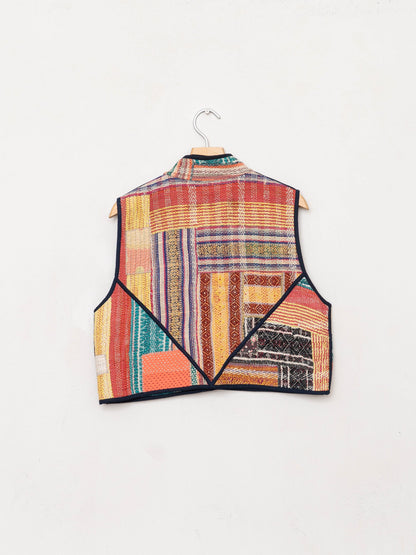 The Kaira Quilted Patchwork Kantha Vest