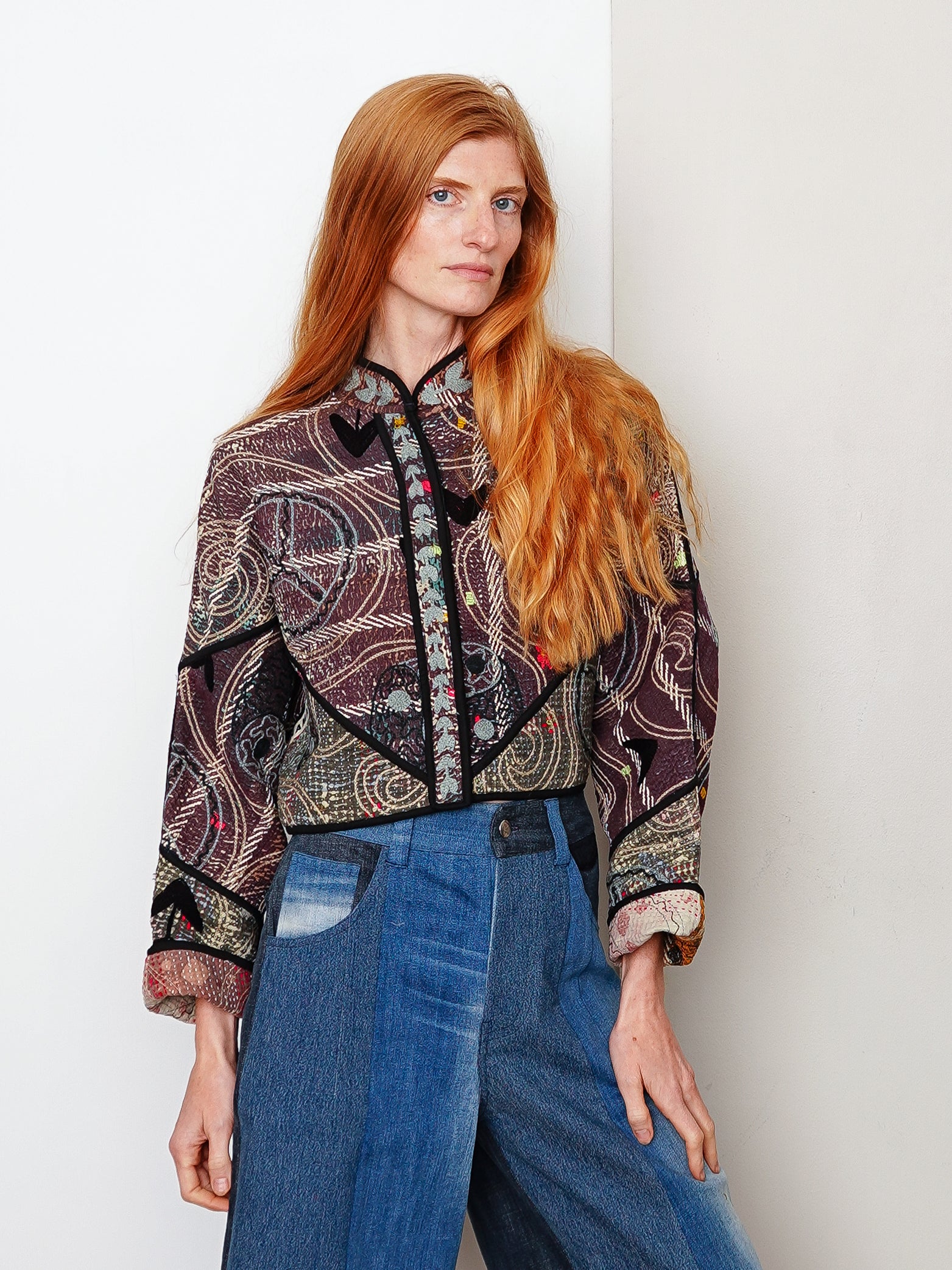 The Kaira Cropped Suzani Quilted Kantha Jacket Wholesale