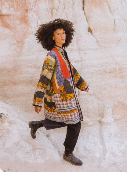 The Sai Quilted Patchwork Kantha Coat