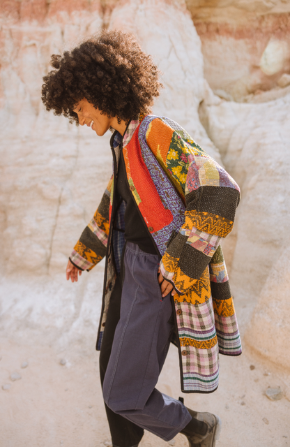 The Sai Quilted Patchwork Kantha Coat