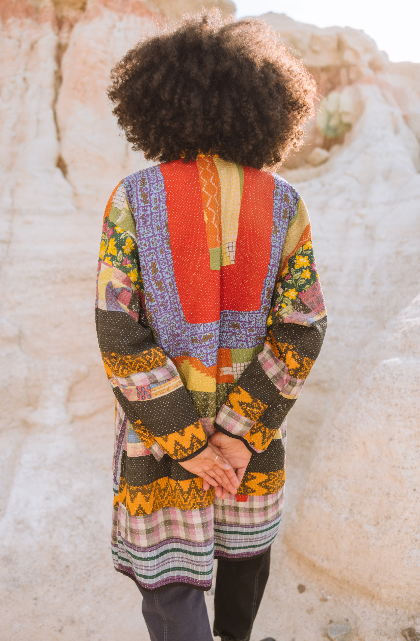 The Sai Quilted Patchwork Kantha Coat