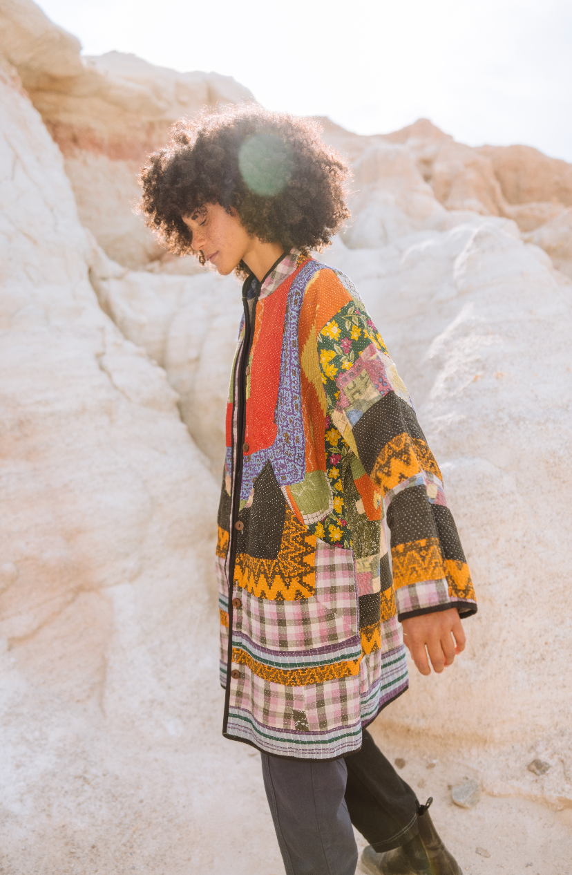 The Sai Quilted Patchwork Kantha Coat