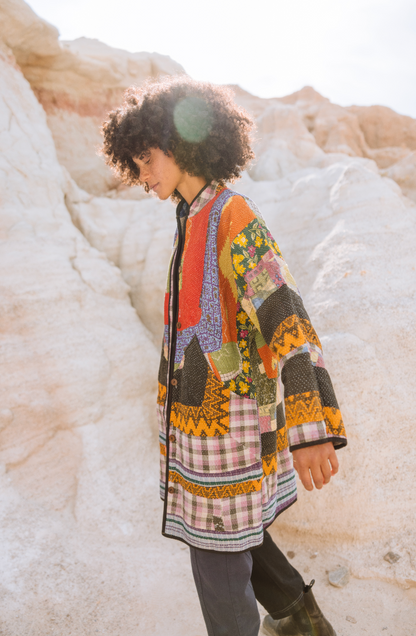 The Sai Quilted Patchwork Kantha Coat