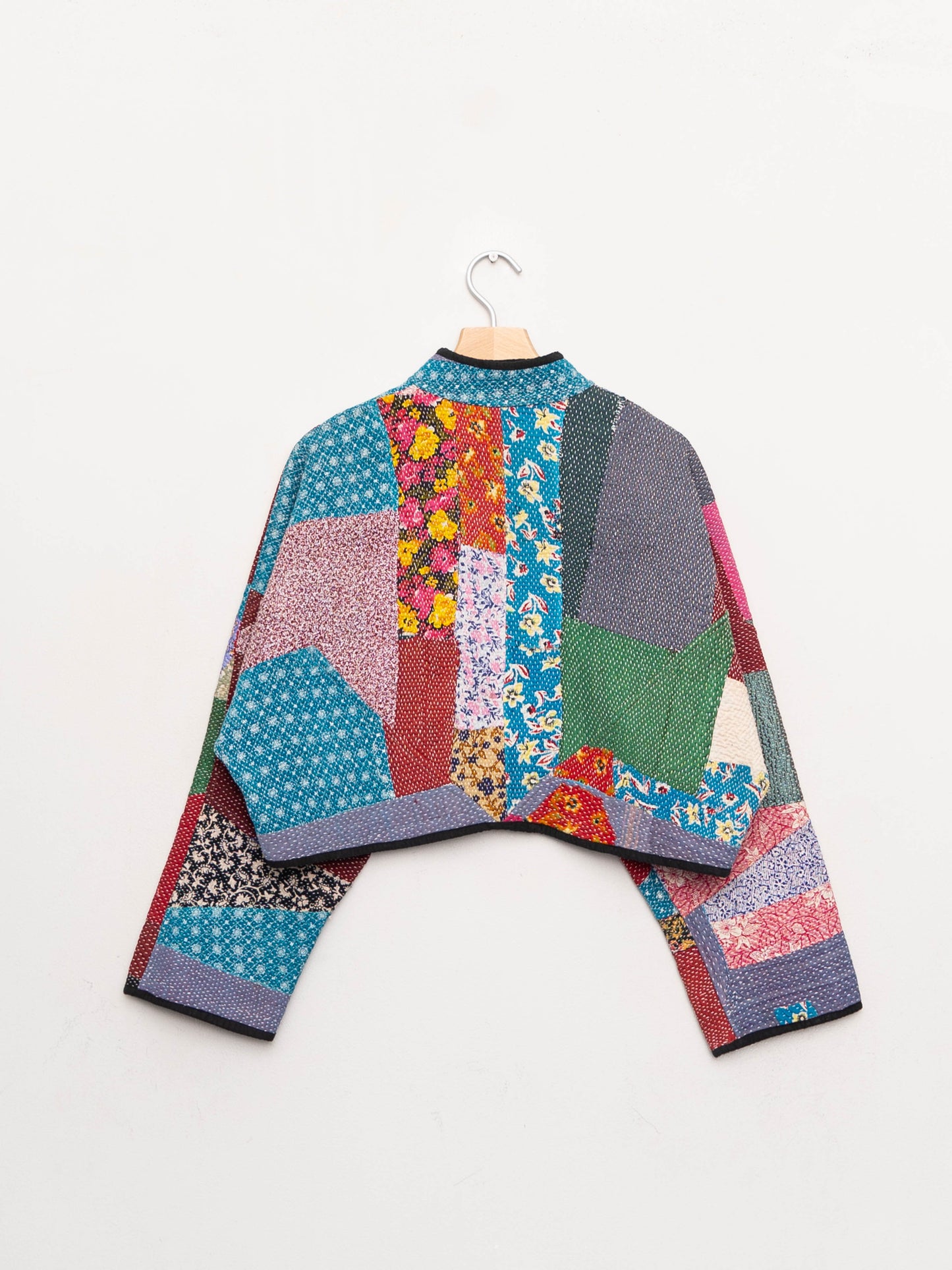 The Kaira Cropped Quilted Patchwork Kantha Jacket