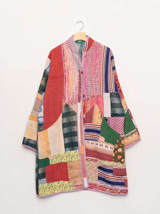 The Sai Quilted Patchwork Kantha Coat