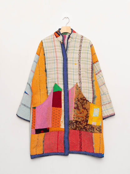 The Sai Quilted Patchwork Kantha Coat