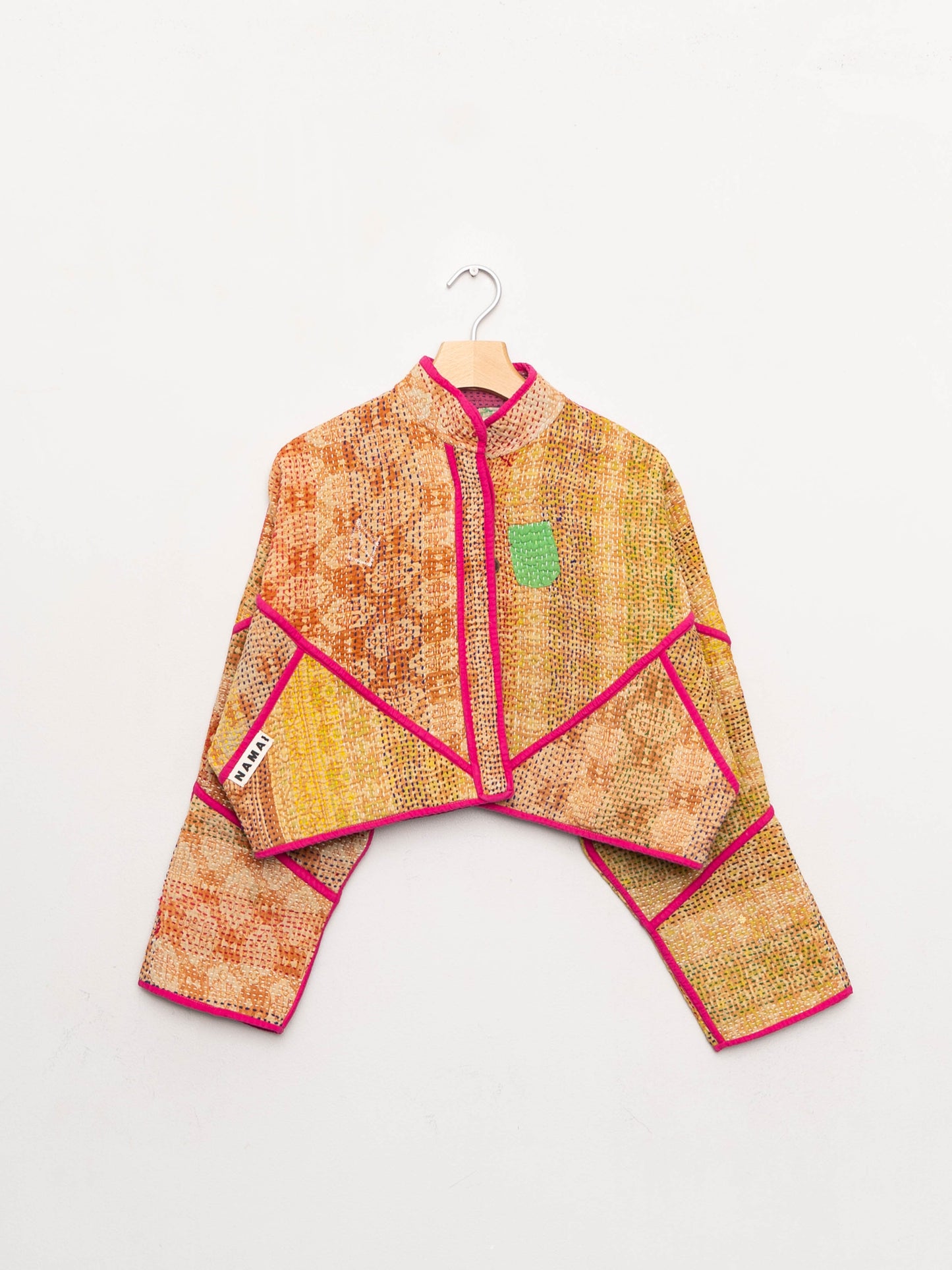 The Kaira Cropped Quilted Patchwork Kantha Jacket