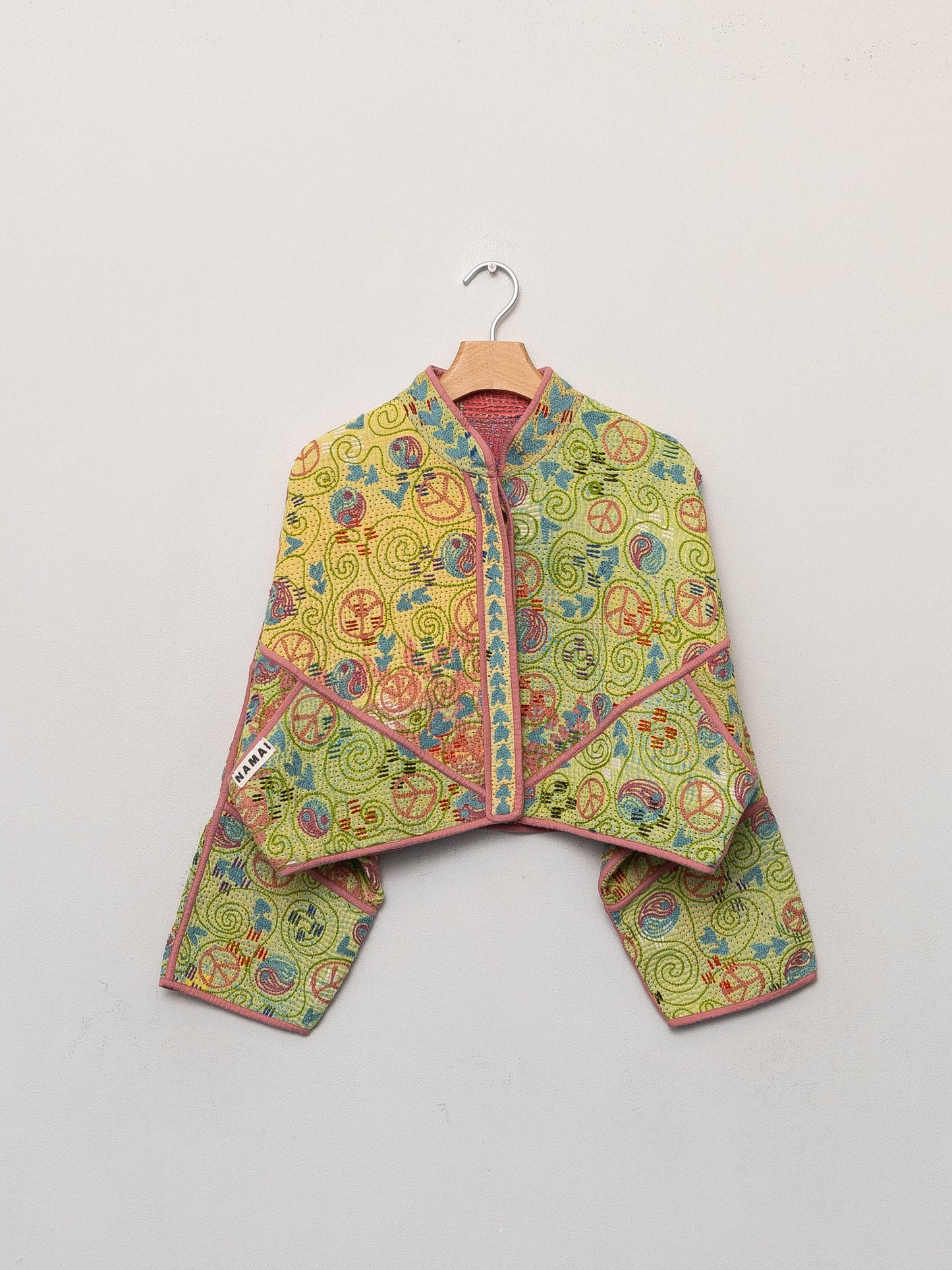 The Kaira Cropped Suzani Quilted Kantha Jacket