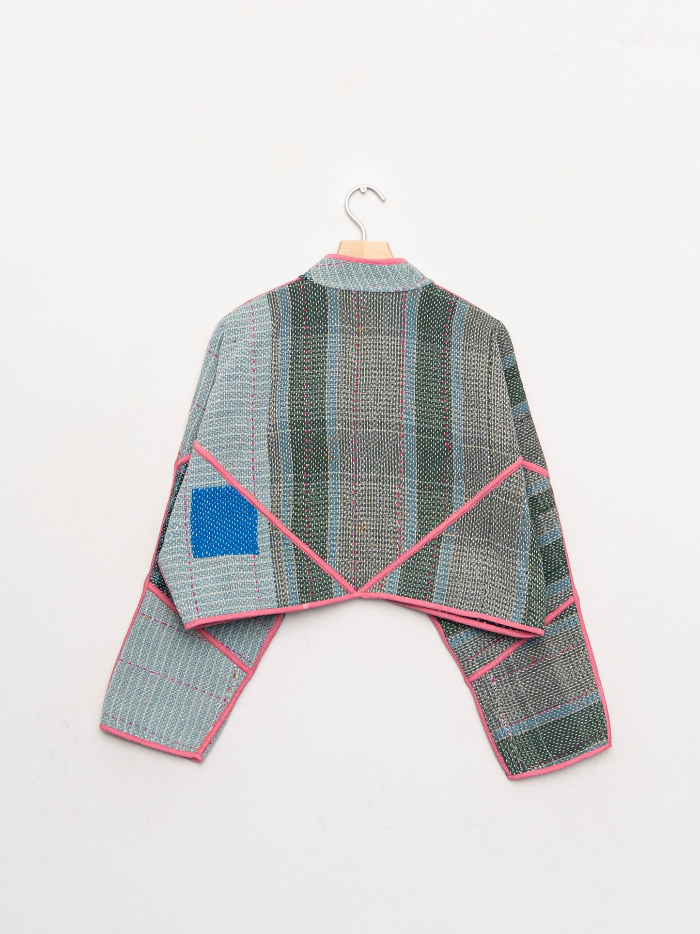 The Kaira Cropped Quilted Patchwork Kantha Jacket