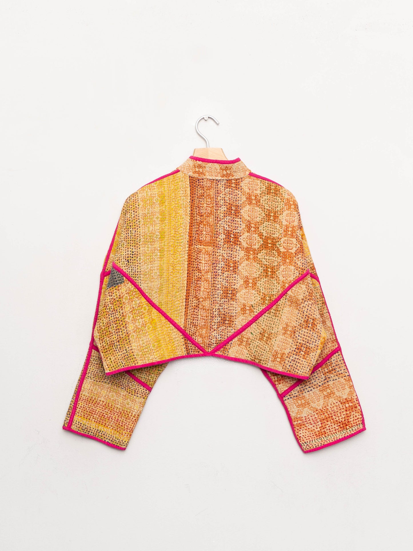 The Kaira Cropped Quilted Patchwork Kantha Jacket