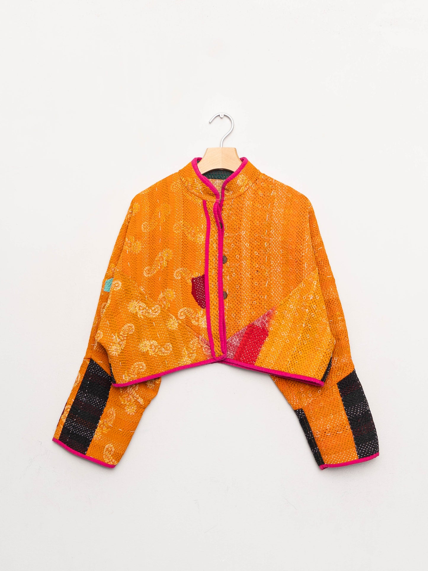 The Kaira Cropped Quilted Patchwork Kantha Jacket