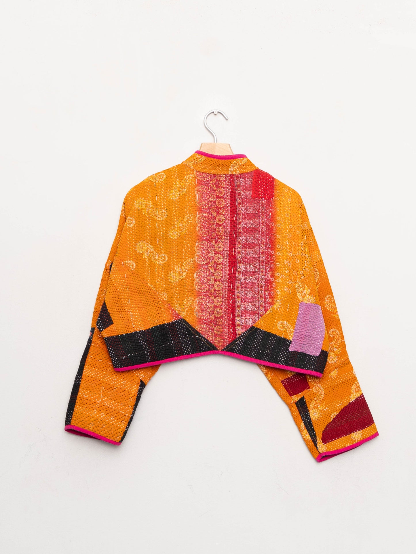 The Kaira Cropped Quilted Patchwork Kantha Jacket