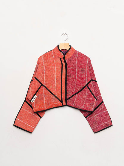 The Kaira Cropped Quilted Patchwork Kantha Jacket