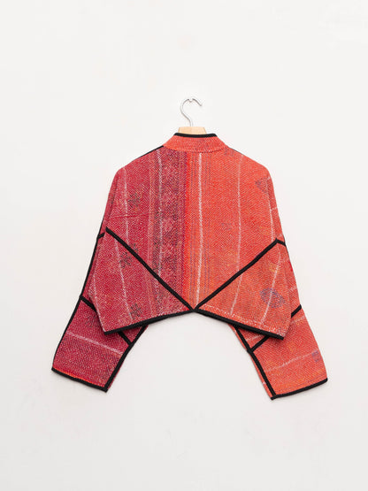 The Kaira Cropped Quilted Patchwork Kantha Jacket