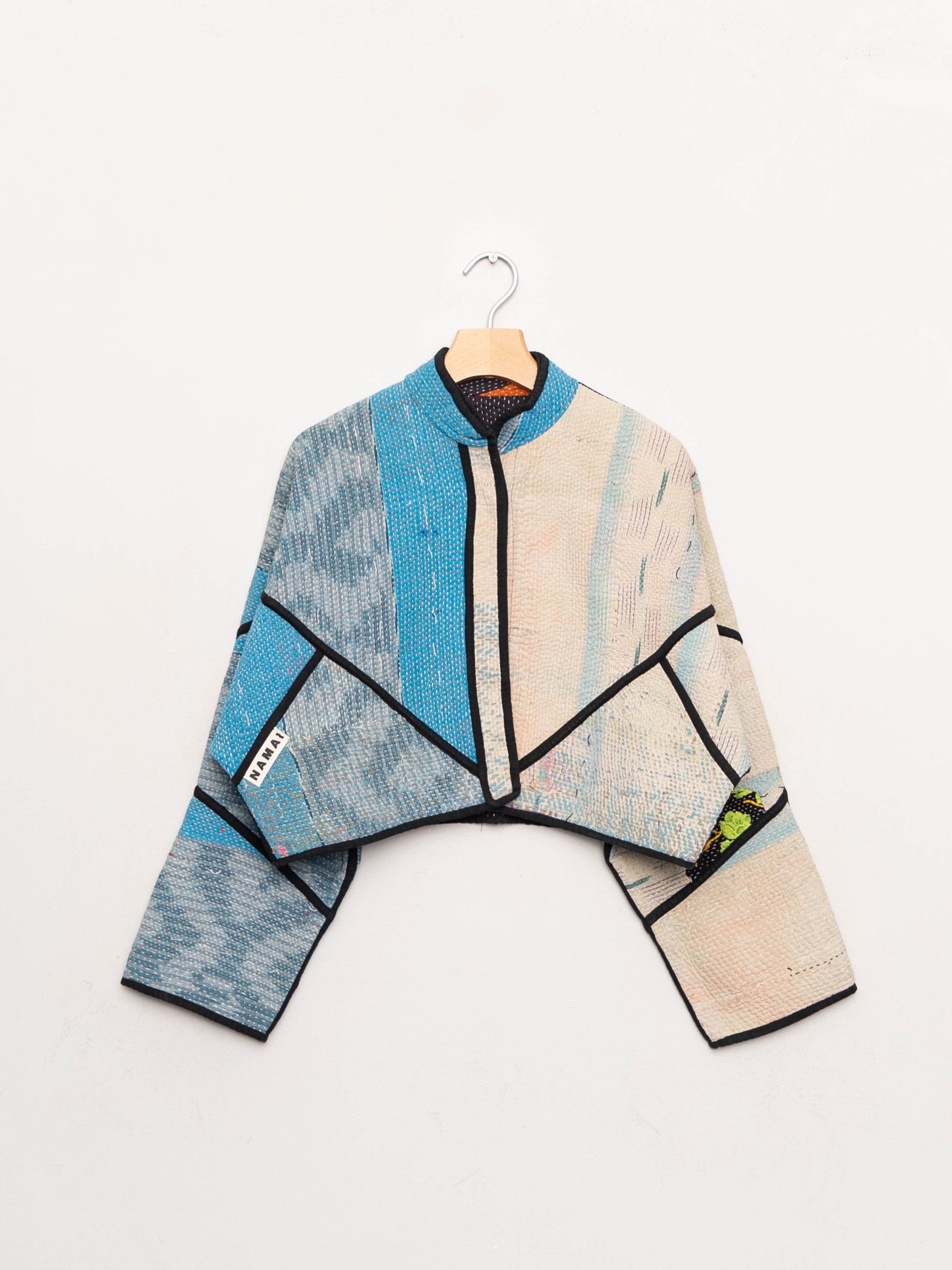 The Kaira Cropped Quilted Patchwork Kantha Jacket