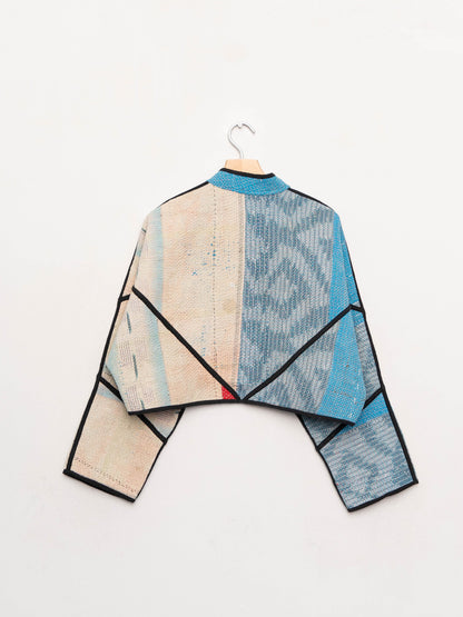 The Kaira Cropped Quilted Patchwork Kantha Jacket