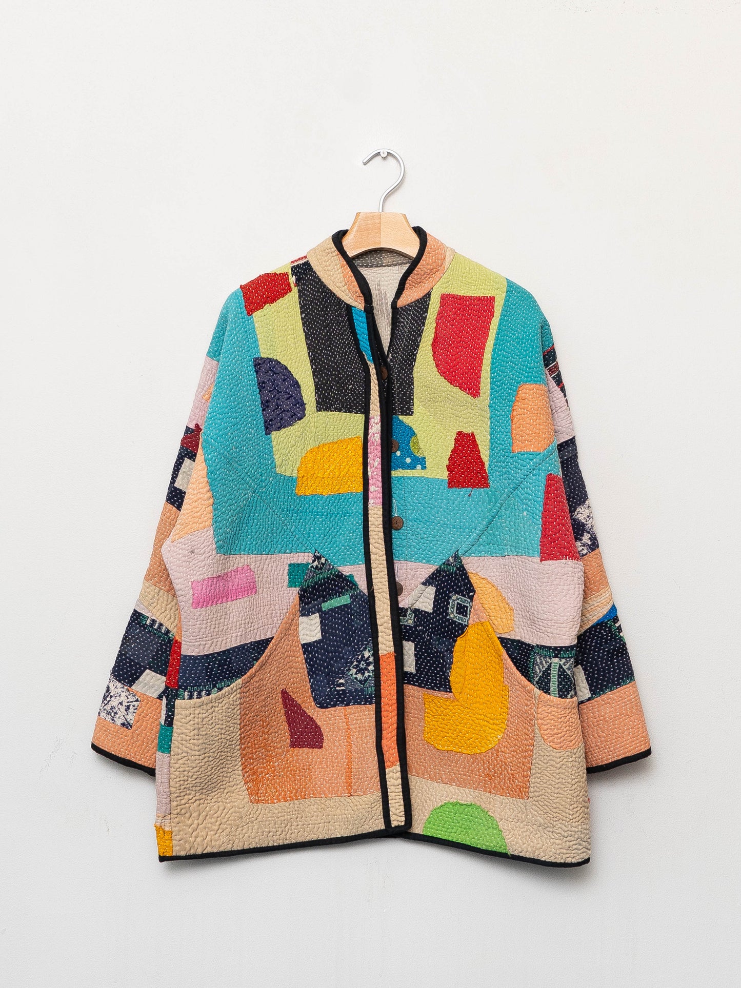 The Narmada Quilted Patchwork Kantha Jacket