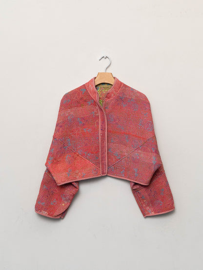 The Kaira Cropped Suzani Quilted Kantha Jacket