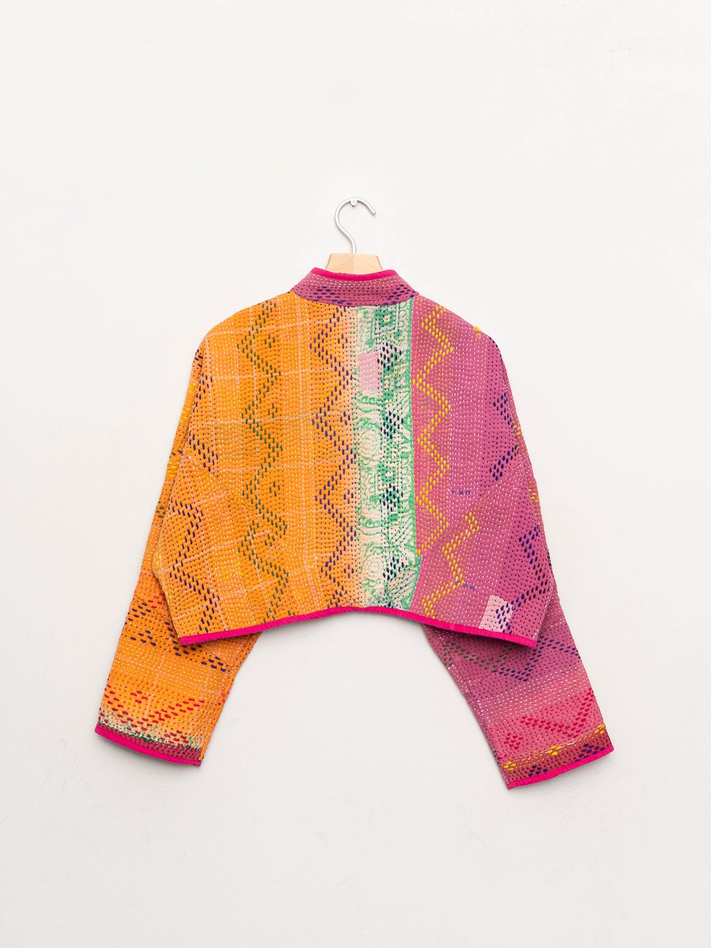 The Kaira Cropped Quilted Patchwork Kantha Jacket