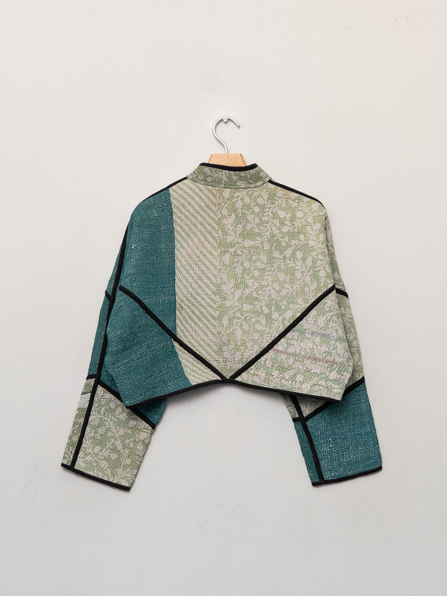 The Kaira Cropped Quilted Patchwork Kantha Jacket