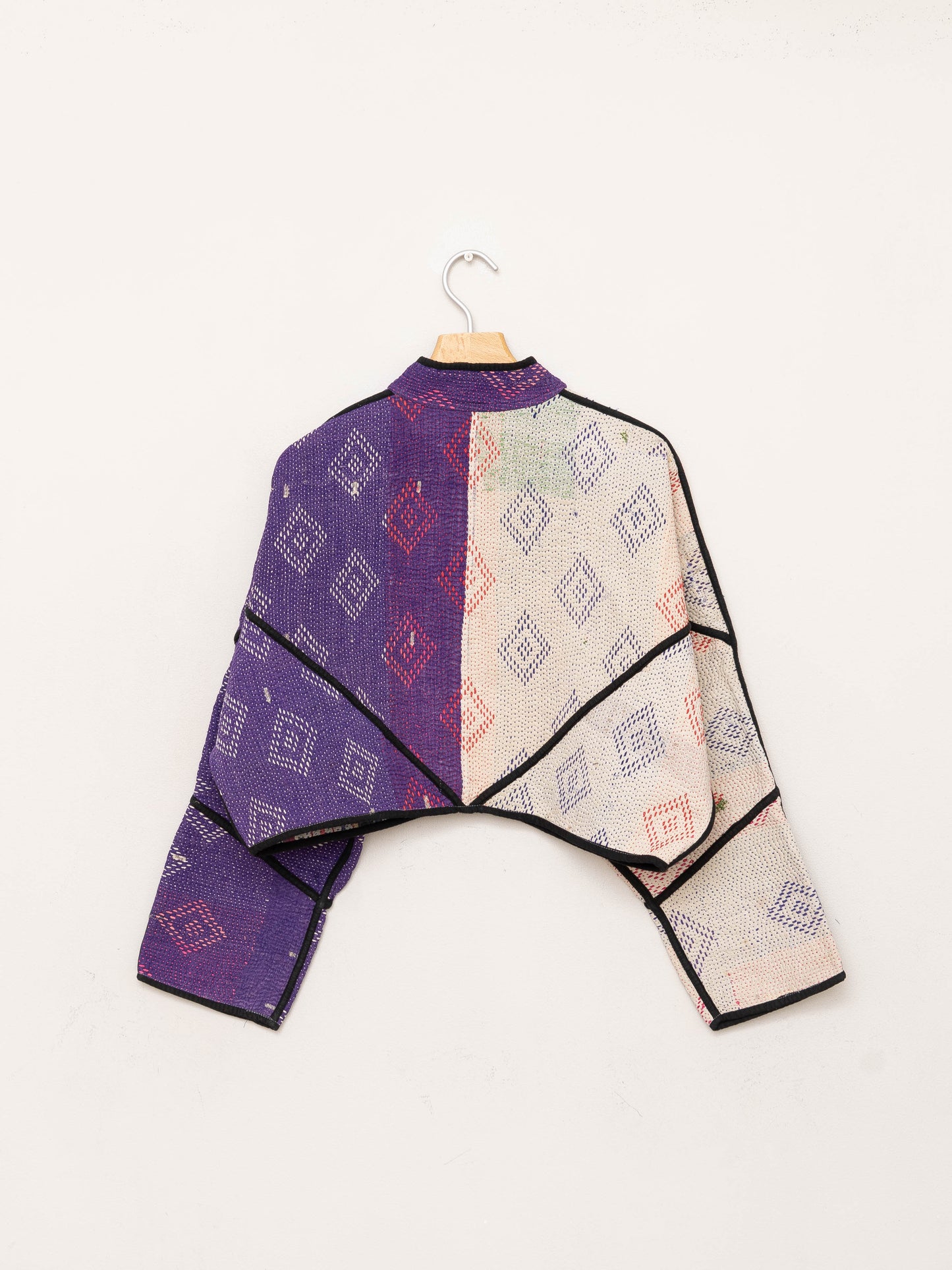 The Kaira Cropped Quilted Patchwork Kantha Jacket