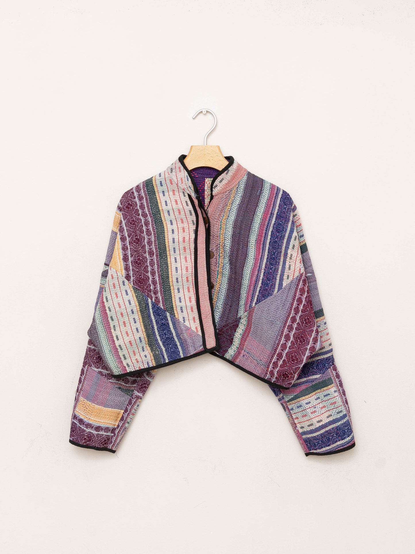 The Kaira Cropped Quilted Patchwork Kantha Jacket