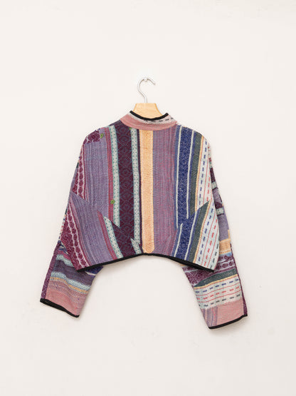 The Kaira Cropped Quilted Patchwork Kantha Jacket