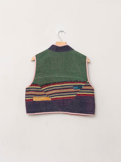The Kaira Quilted Patchwork Kantha Vest