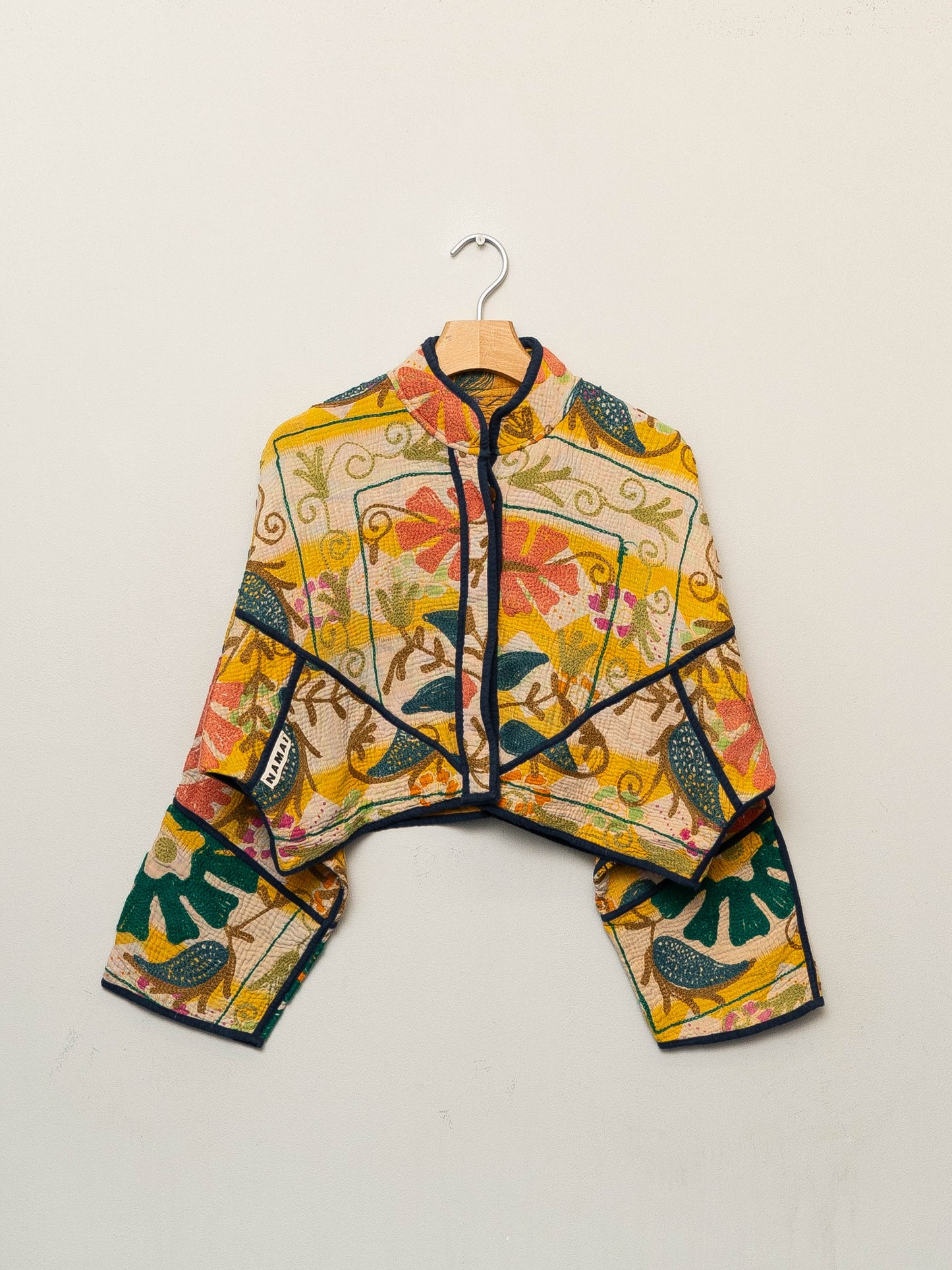 The Kaira Cropped Suzani Quilted Kantha Jacket