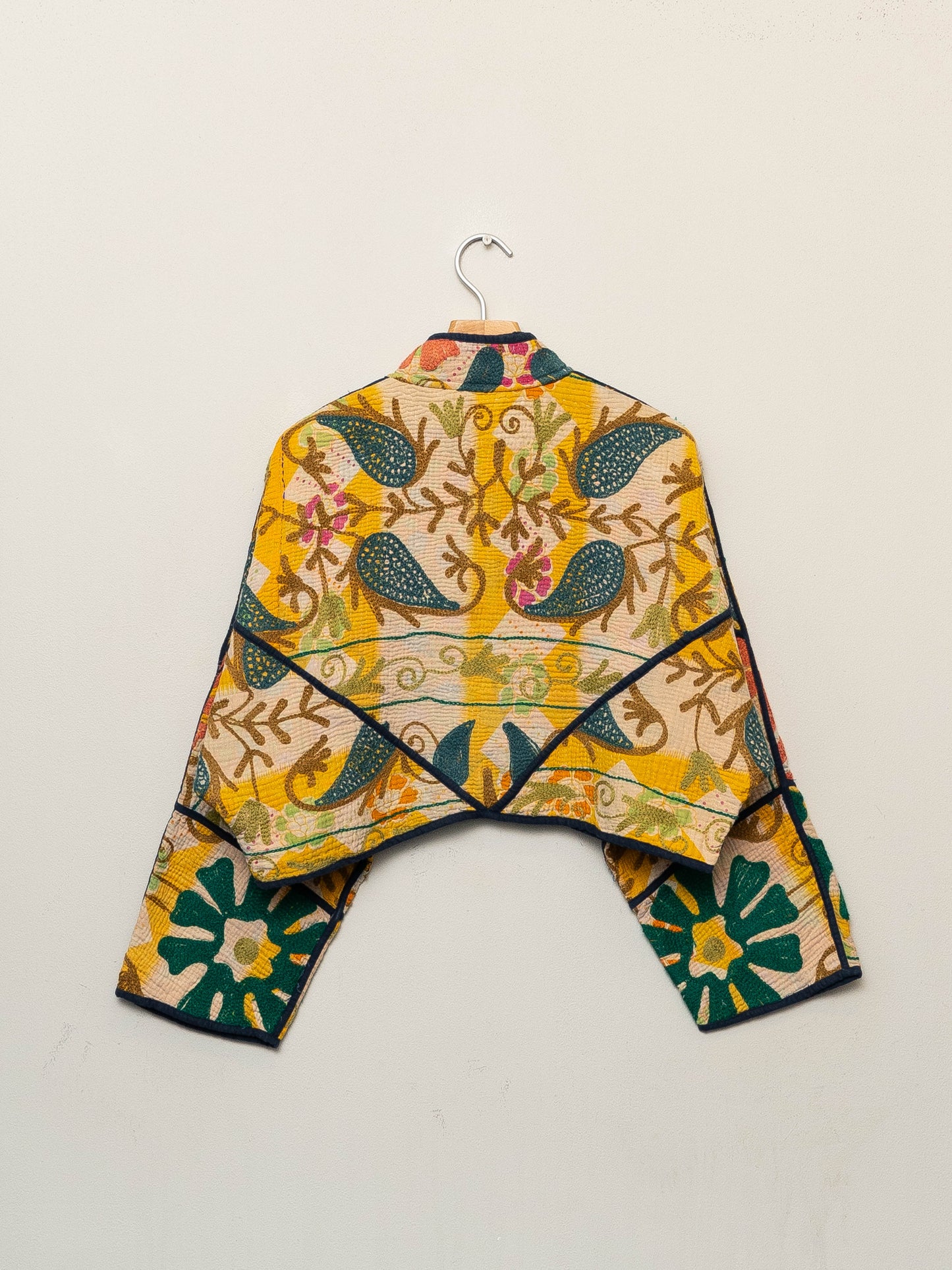 The Kaira Cropped Suzani Quilted Kantha Jacket