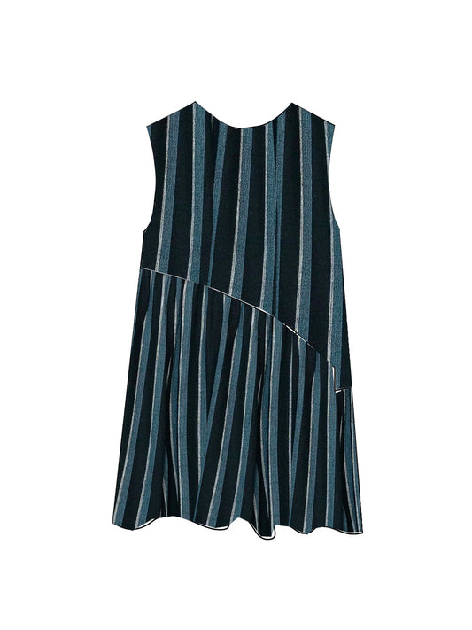 The Anan Gathered Dress Wholesale ~ Tarmac Stripe