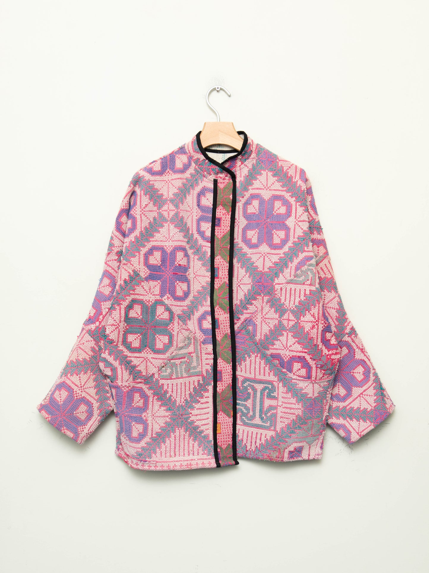 The Ishani Vintage Cross-Stitch Quilted Jacket