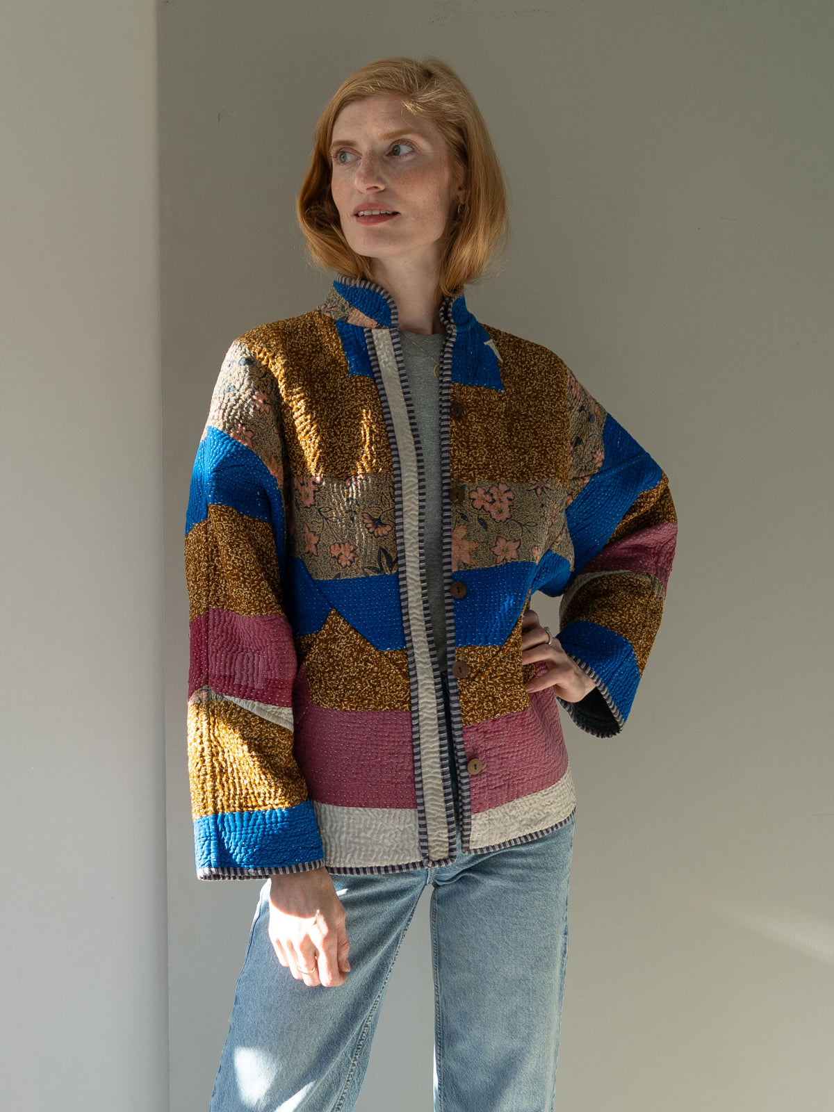 The Ladhiya Quilted Patchwork Kantha Jacket