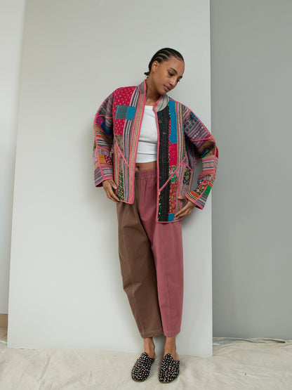 The Ladhiya Quilted Patchwork Kantha Jacket