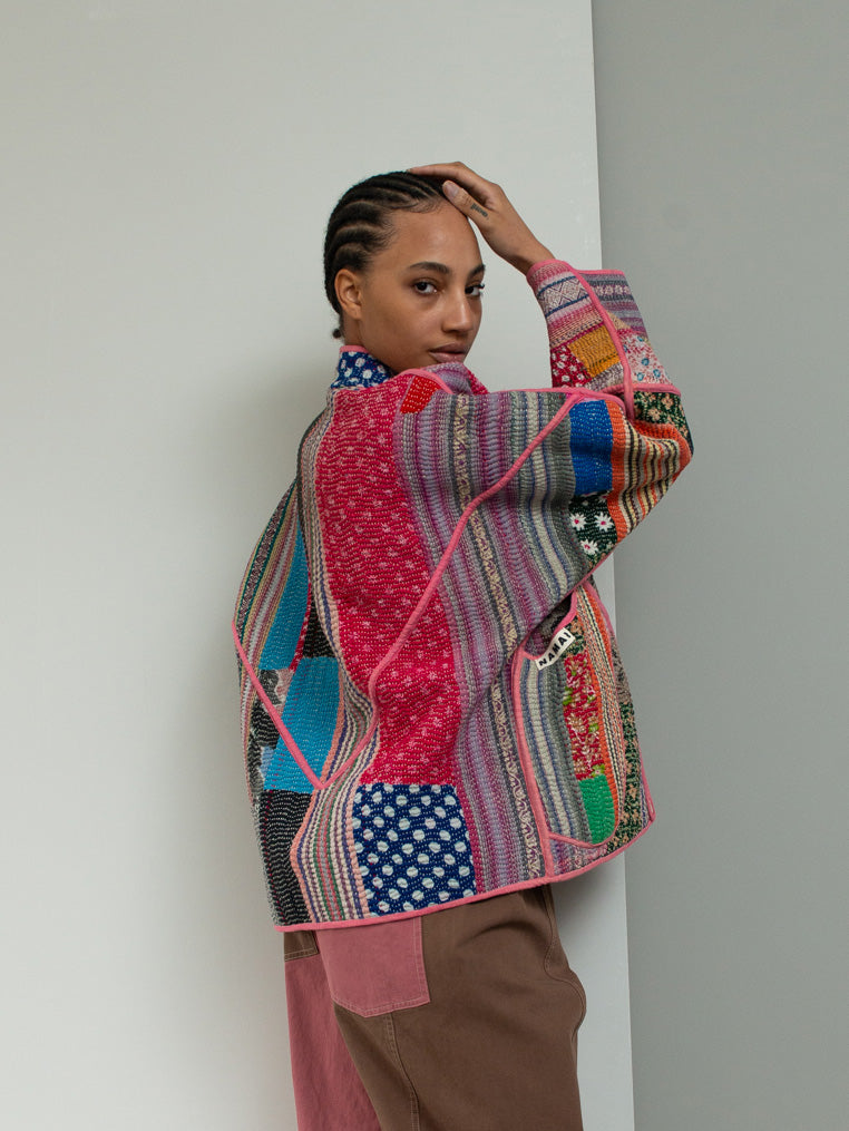 The Ladhiya Quilted Patchwork Kantha Jacket