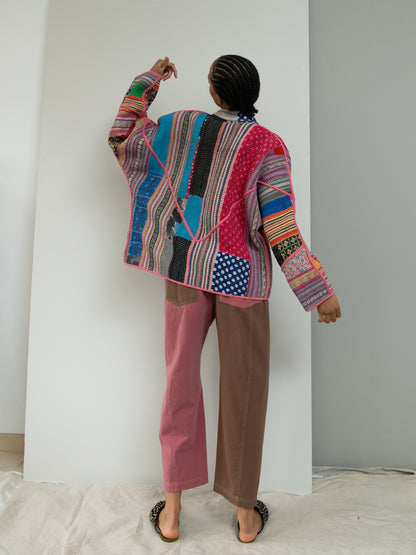 The Ladhiya Quilted Patchwork Kantha Jacket