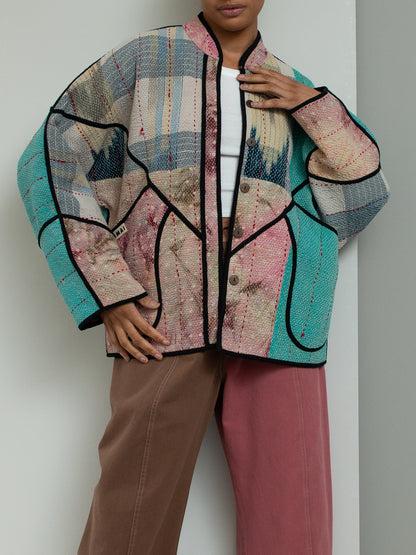 The Ladhiya Quilted Patchwork Kantha Jacket